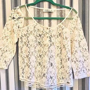 NWOT White/Cream Abercrombie and Fitch Lace Top M